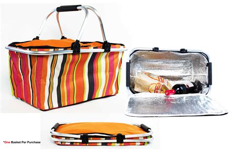 retro metal picnic cooler box|insulated folding picnic basket.